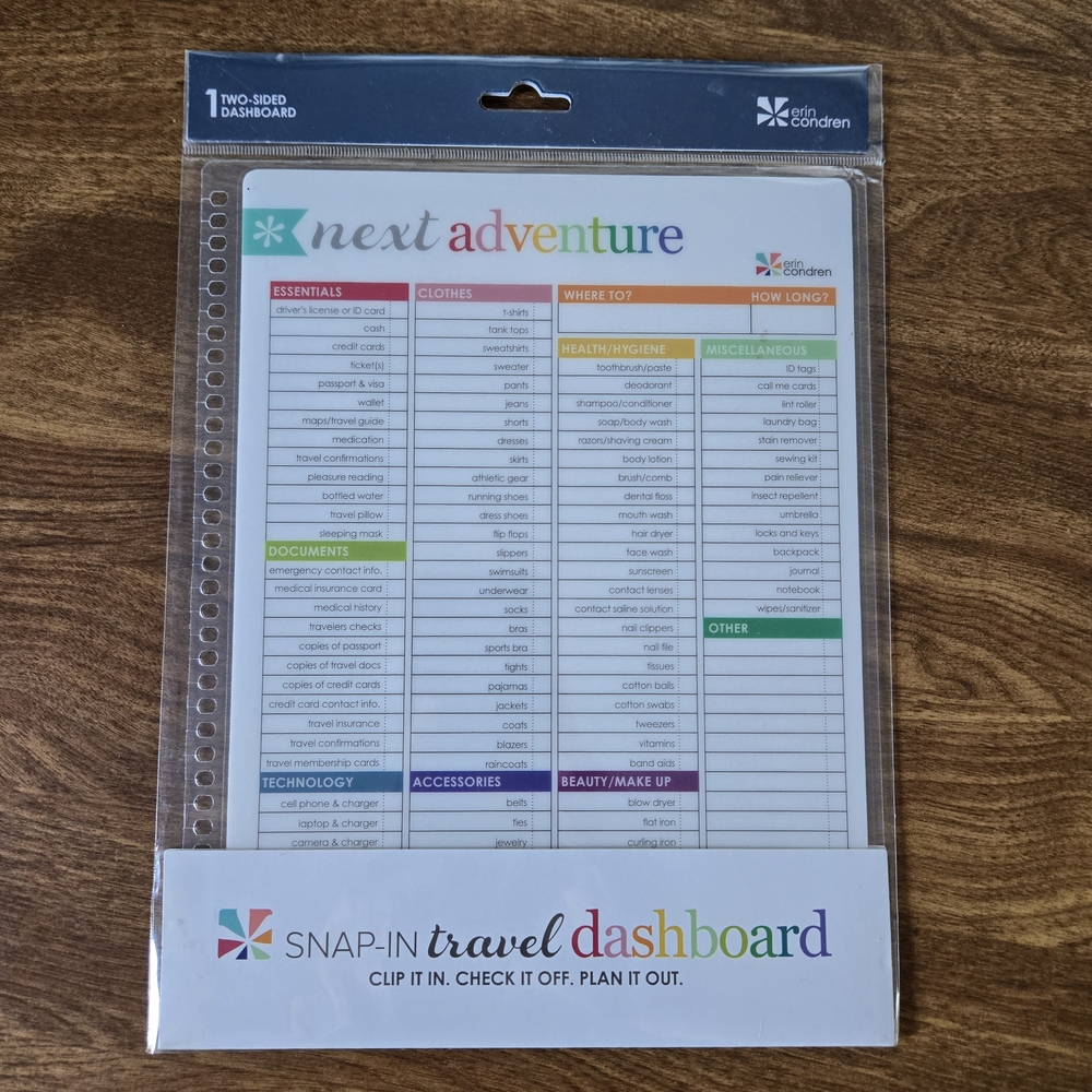 Erin Condren Travel Dashboard - Multicolor